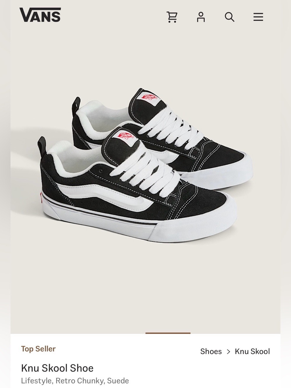 New Vans Knu Skool Black & White Low-Top Sneakers